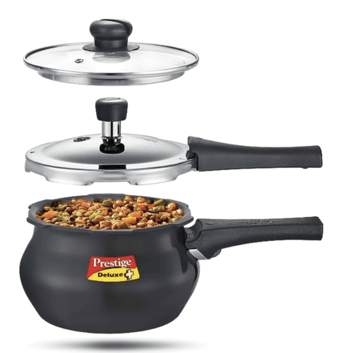 Prestige Deluxe Duo Plus Induction Base Aluminium Outer Lid Pressure Cooker (2 Litres, Black) - Image 2